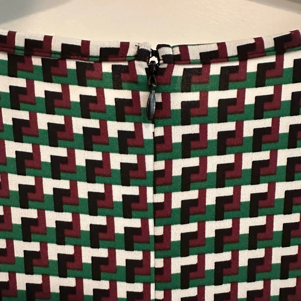 Michael Kors Green And Red Geometric Print Dress
